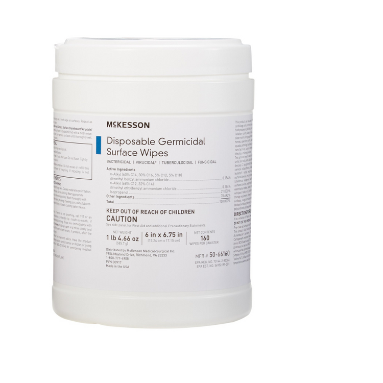 A container of Disposable Surface wipes