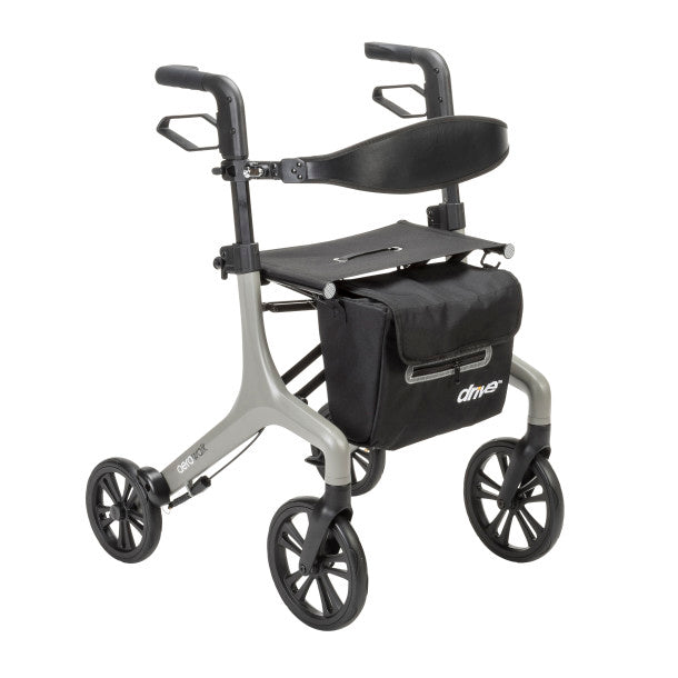 Rollator with a bag on a white background