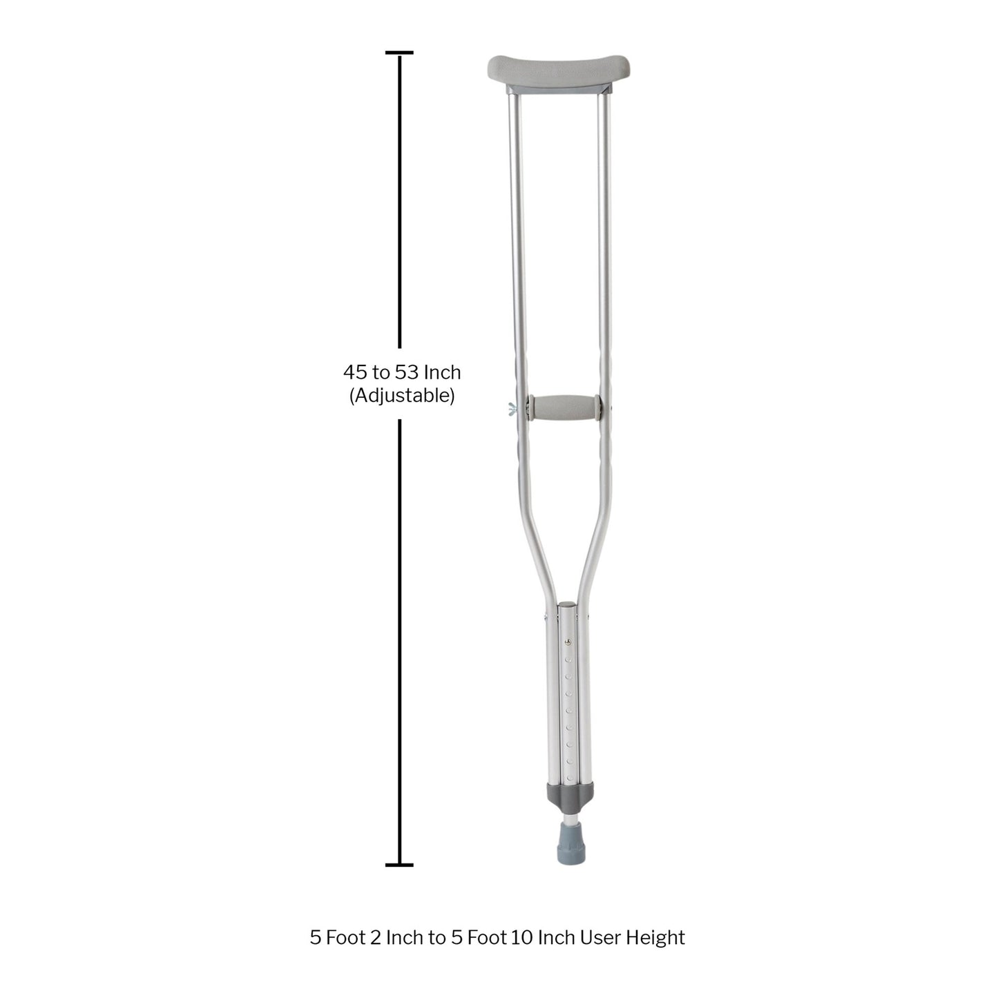 Crutch with adjustable height measurement on a white background