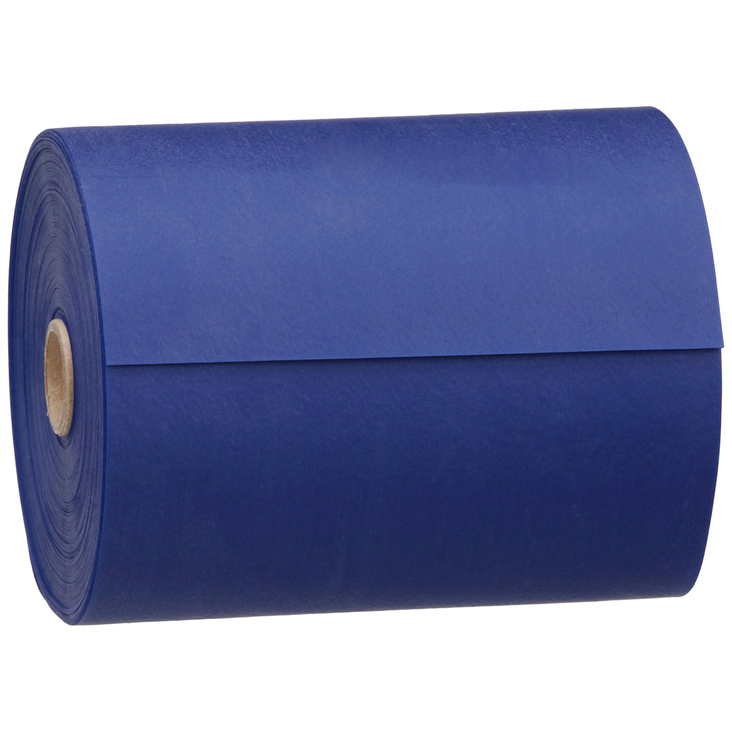 Roll of blue paper on a white background