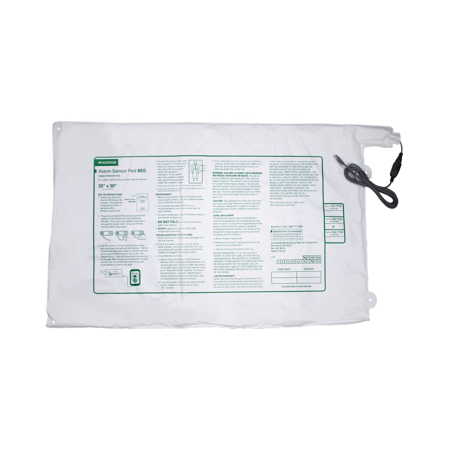 white bed sensor pad