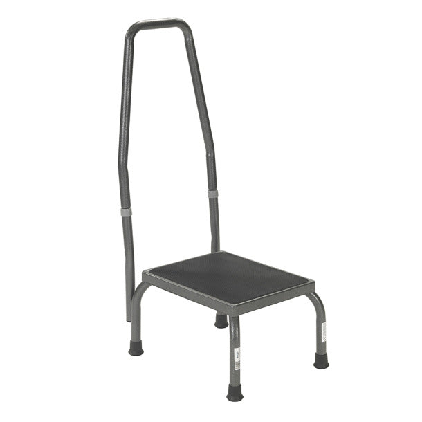 Step stool with handrail on a white background
