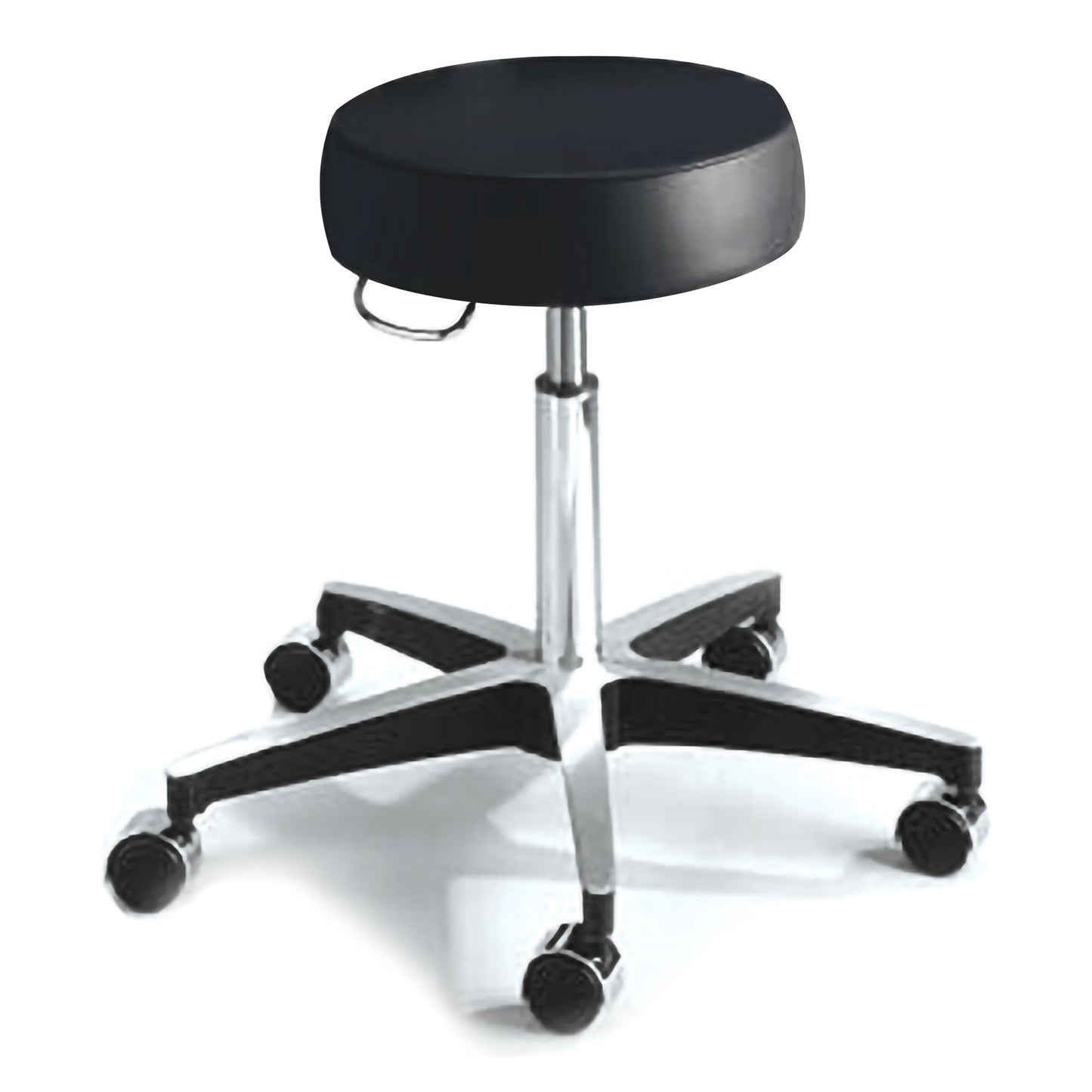 Black stool with wheels on a white background