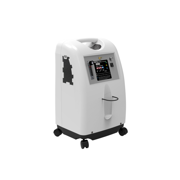 White medical device with digital display on a white background