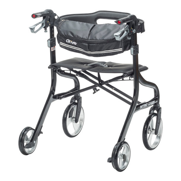 Black walker with wheels on a white background