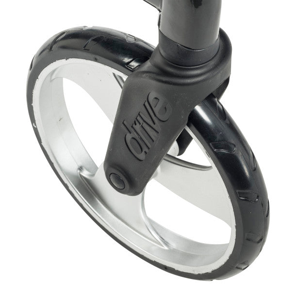 Close-up of a black and silver wheel with 'Clive' branding on a white background