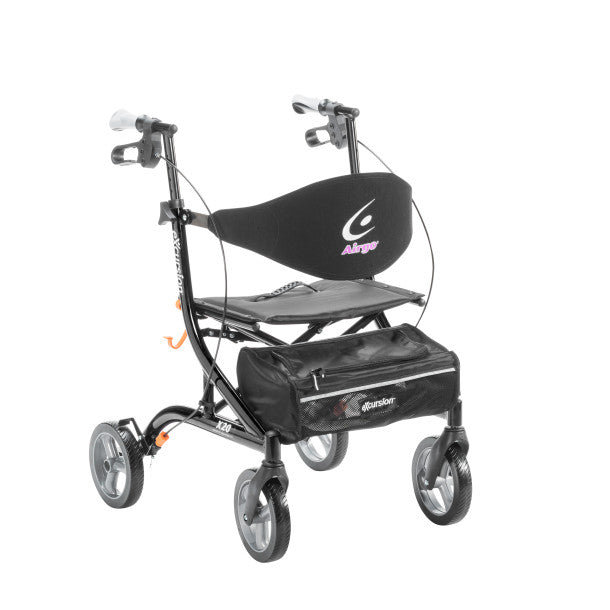 Black rollator with Airgo logo on a white background