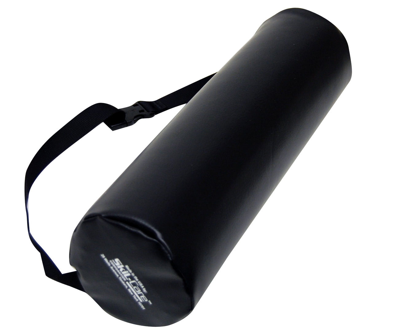 Black lumbar sport with a strap on a white background