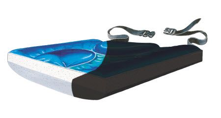 Split view of a footrest with blue and black sections on a white background