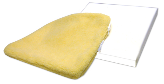 Yellow bath pillow on a white background
