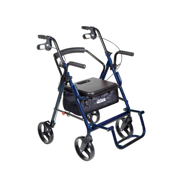 Blue walker with a seat on a white background
