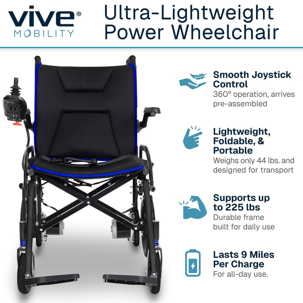 Vive Air Frame Aluminum Power Wheelchair - Lightweight & Travel Ready