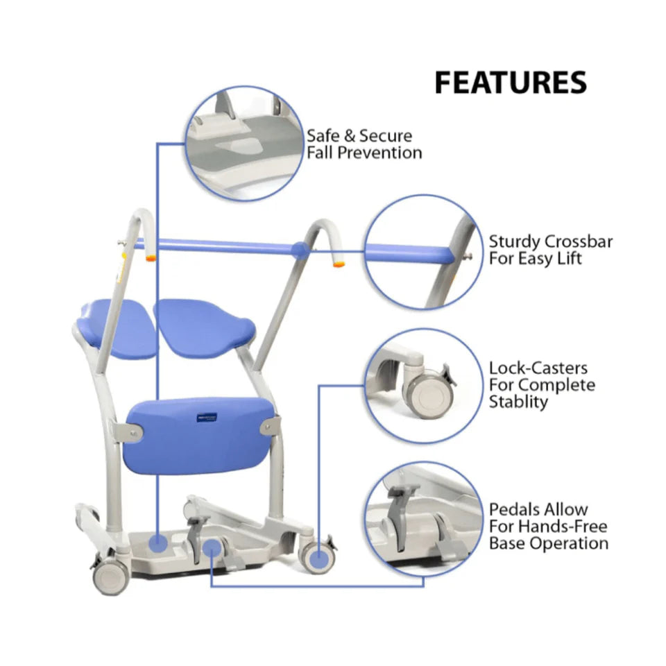 Gym exercise machine with labeled features on a white background