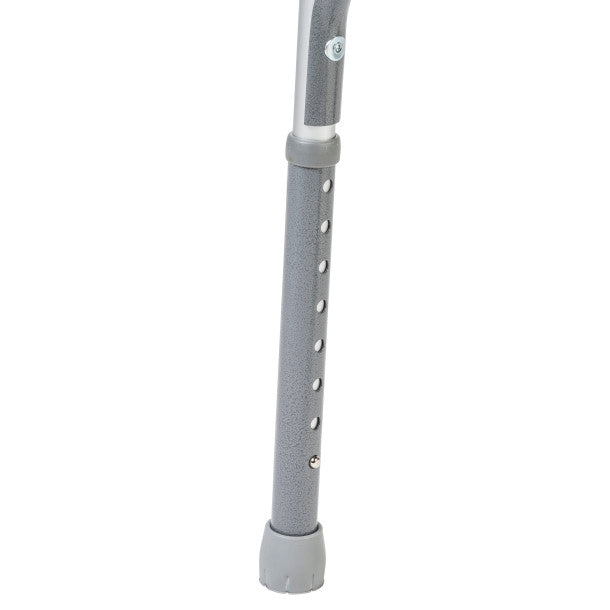 Gray crutch handle with holes on a white background