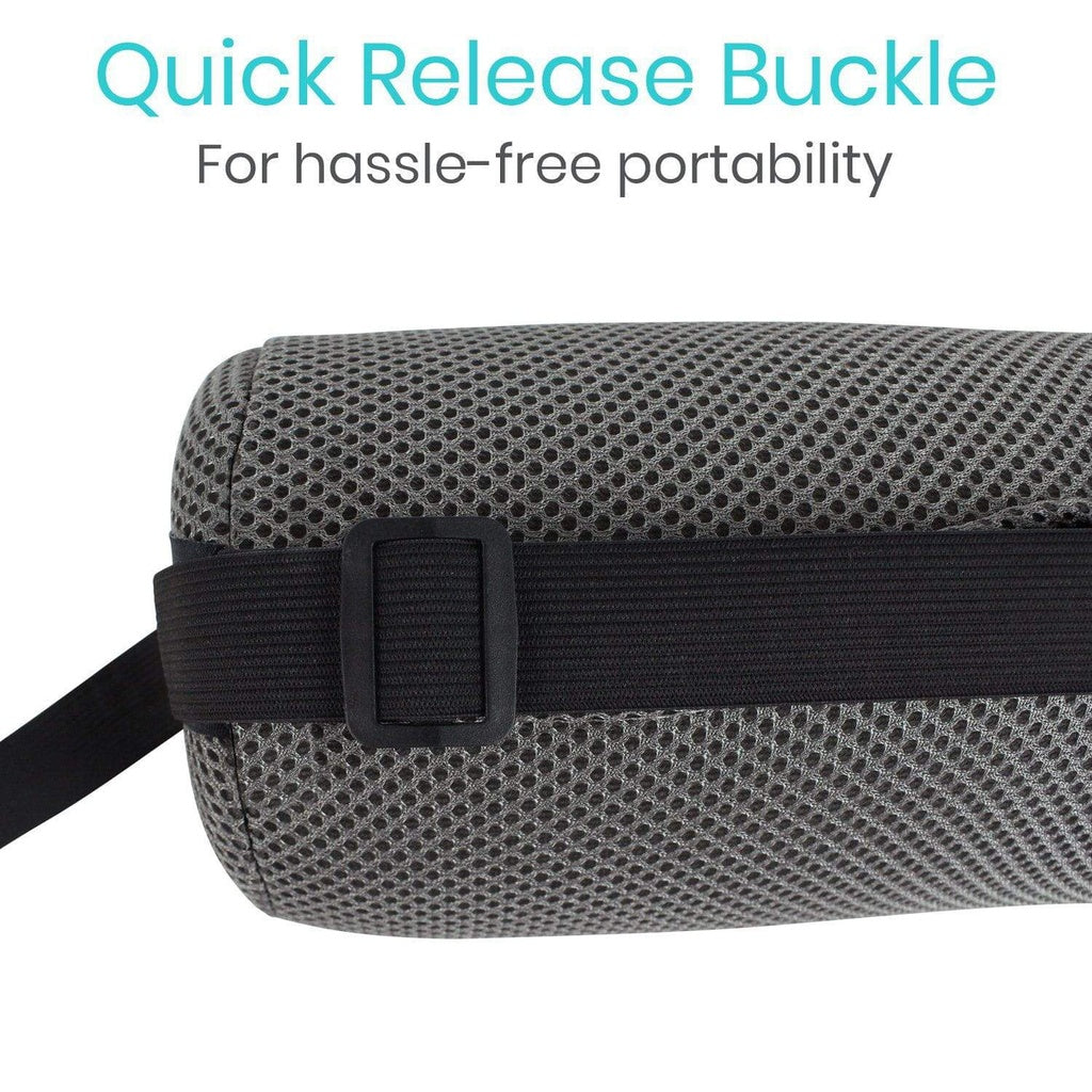 Gray mesh pouch with a black quick release buckle on a white background