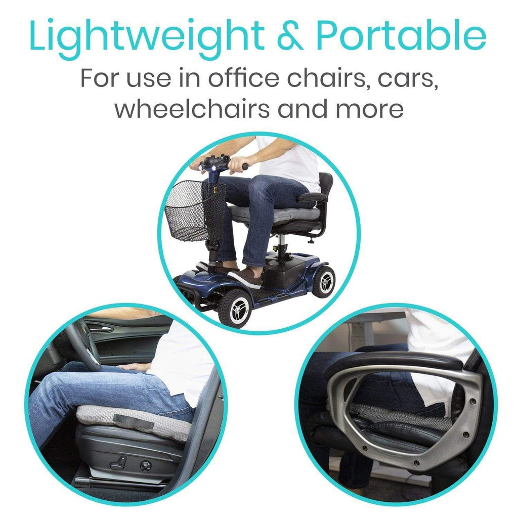Lightweight and portable scooter for office chairs, cars, wheelchairs, and more.