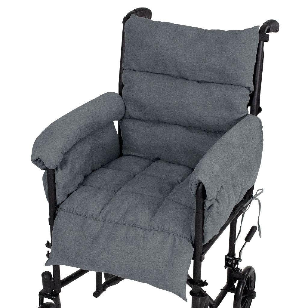 Wheelchair with gray cushions on a white background