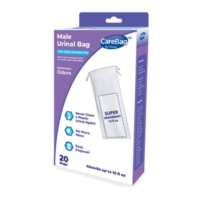 CareBag male urinal bag packaging on a white background