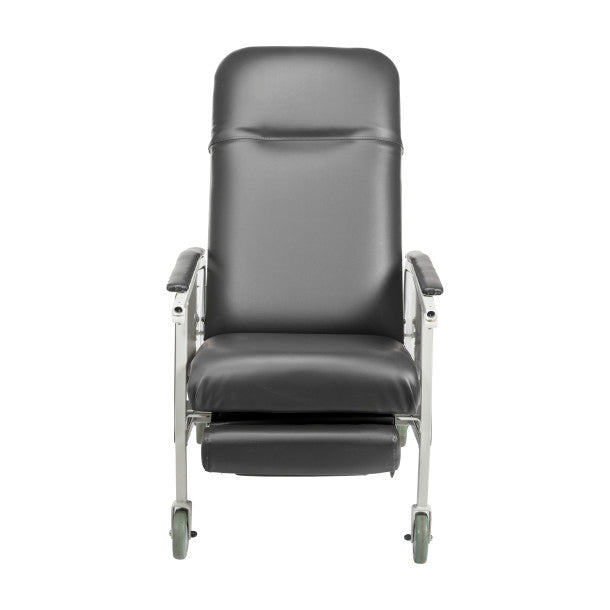Gray recliner chair on a white background