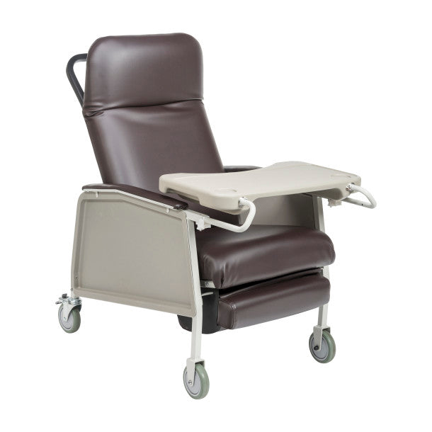 Recliner chair with a tray on a white background