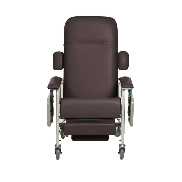 Brown recliner chair with armrests on a white background