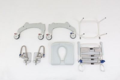 Set of medical equipment components on a white background