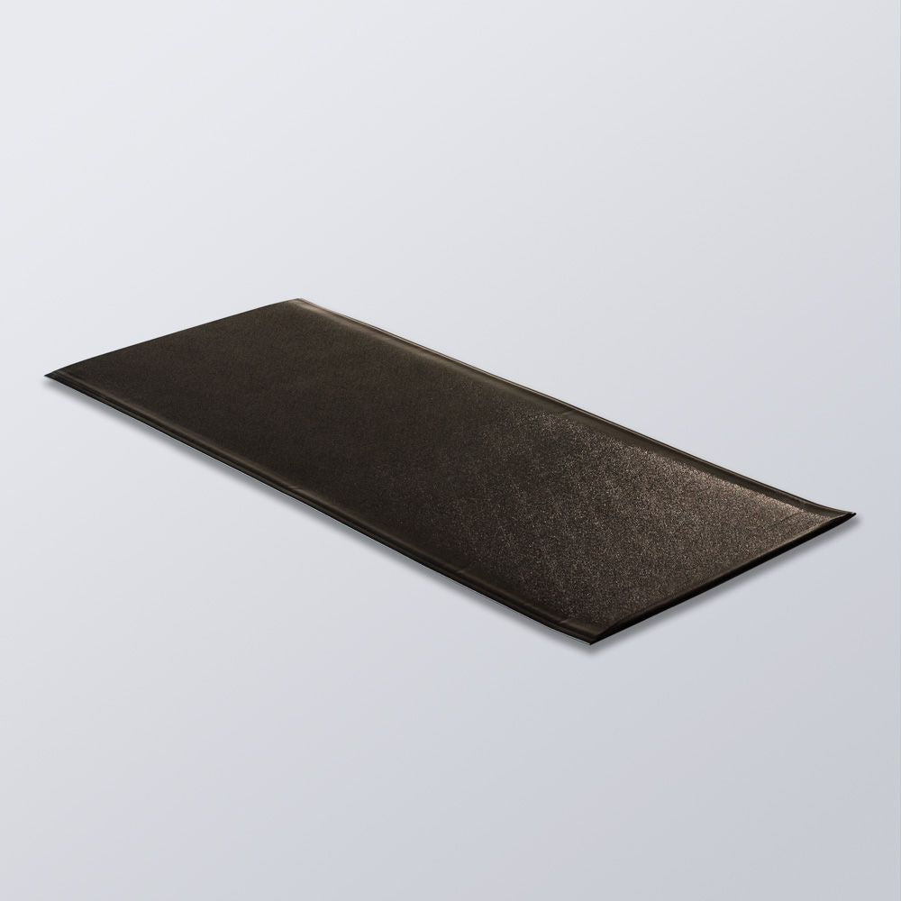 Brown rectangular mat on a light gray background