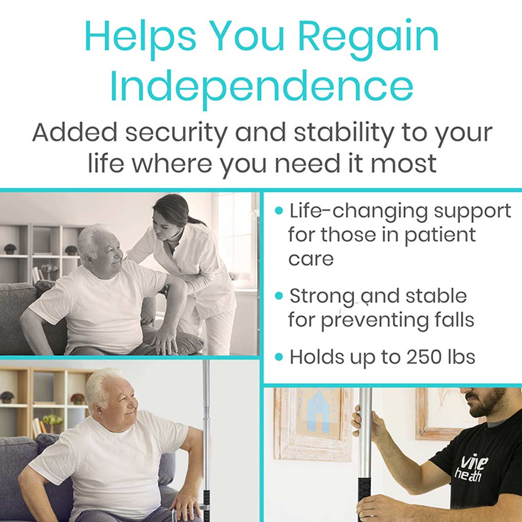 Vive Floor to Ceiling Grab Bar helps you regain independence