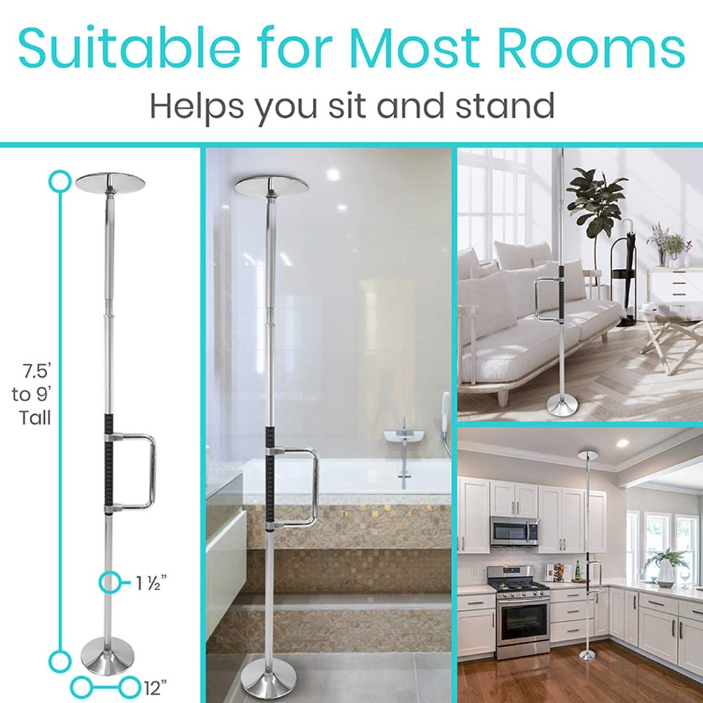 Vive Floor to Ceiling Grab Bar is suitable for most rooms
