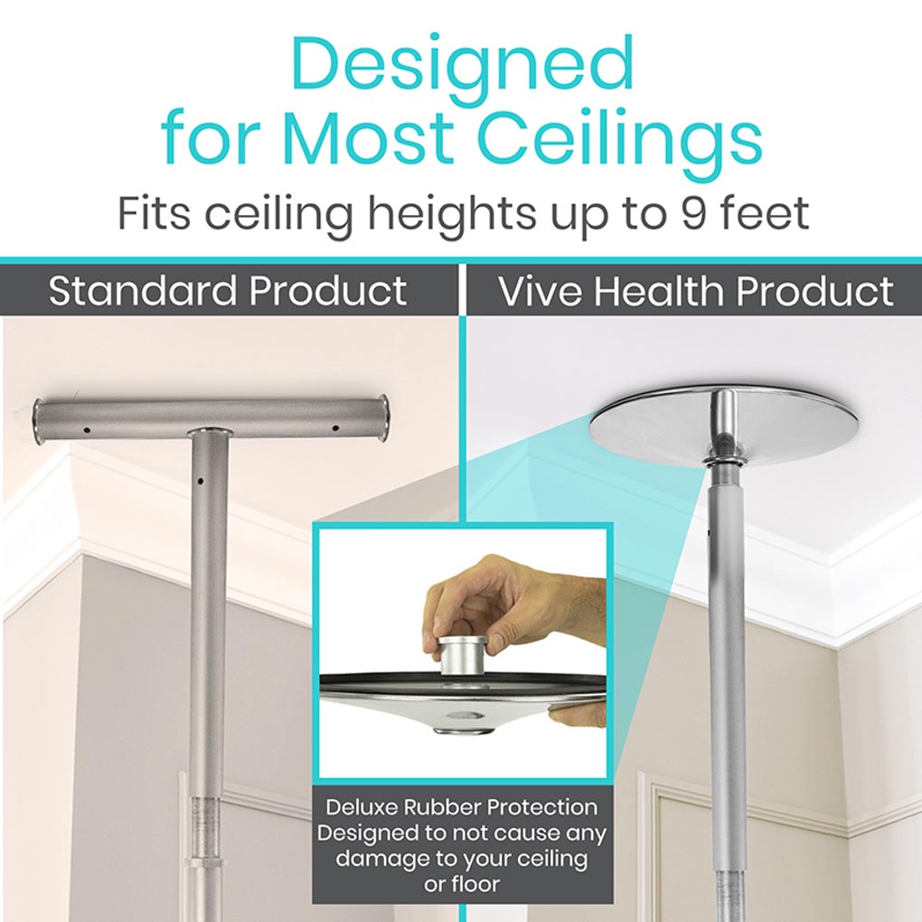 Vive Floor to Ceiling Grab Bar designed for most ceilings