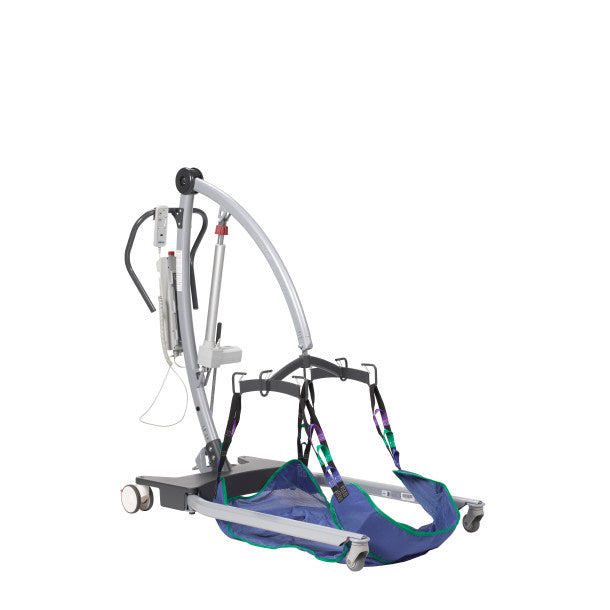 Medical device with a blue harness on a white background