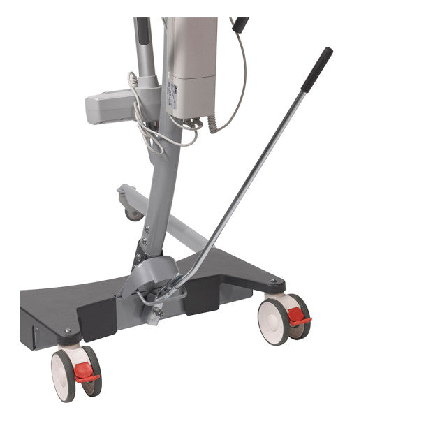Gray medical device on wheels with a white background
