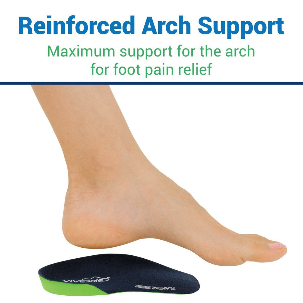 Insole with reinforced arch support on a foot, labeled 'Vivobarefoot'.