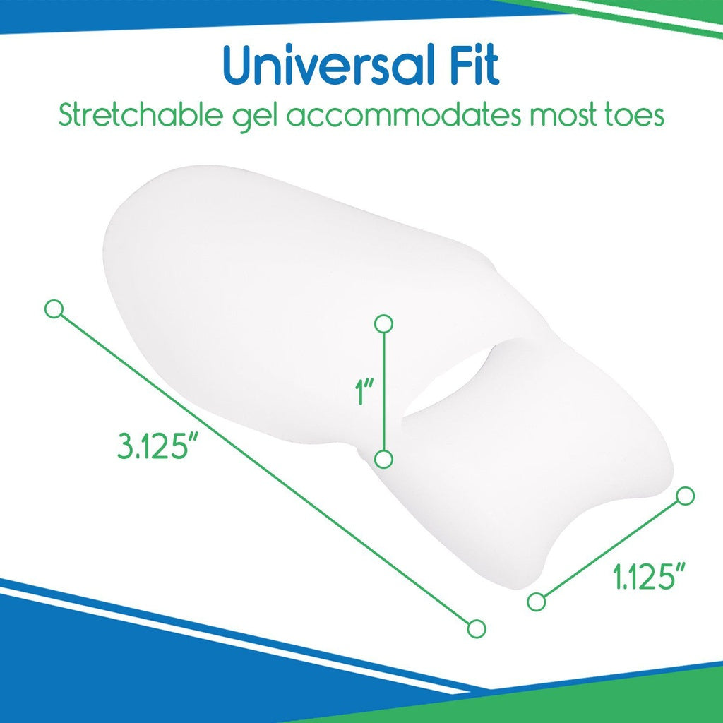 White stretchable gel insert with measurements on a blue and green background