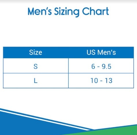 Men's sizing chart for US Men's shoes with size ranges.