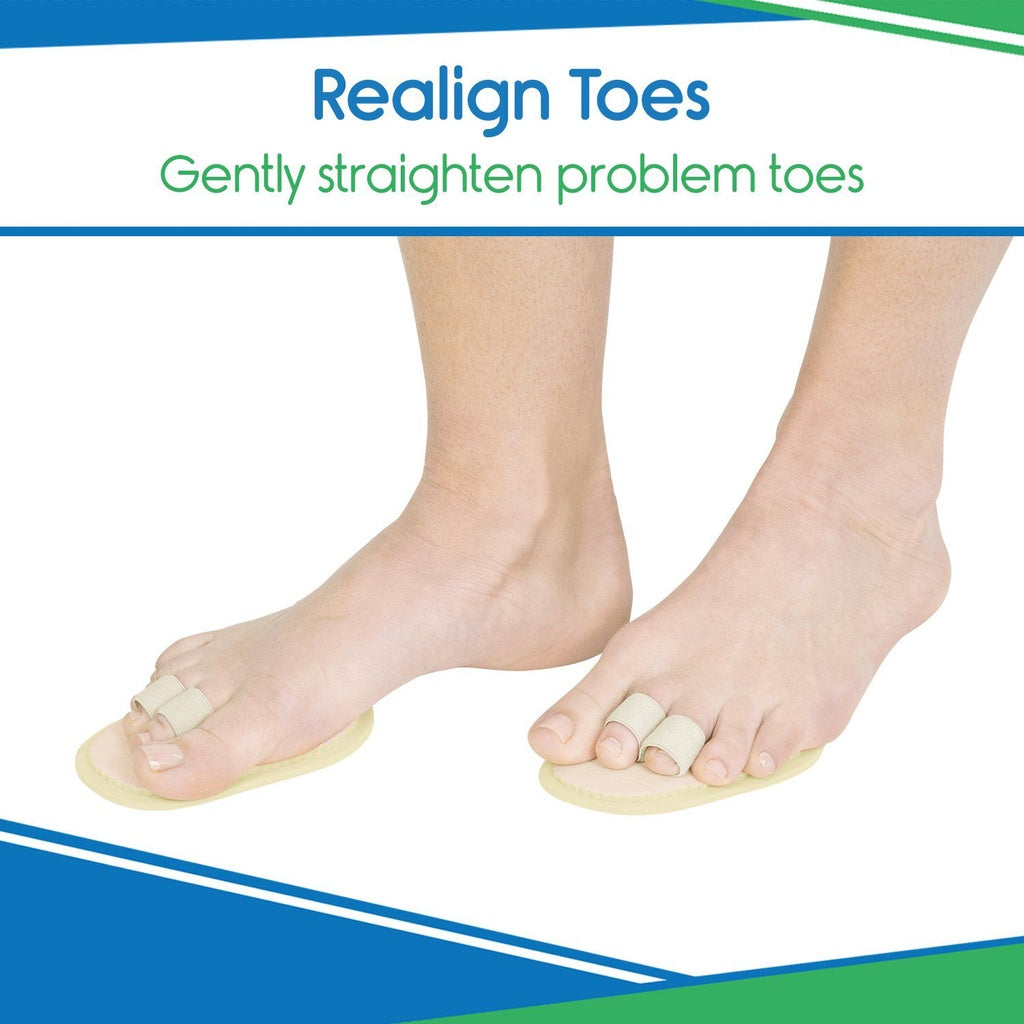 Foot with toe realignment correctors on a white background