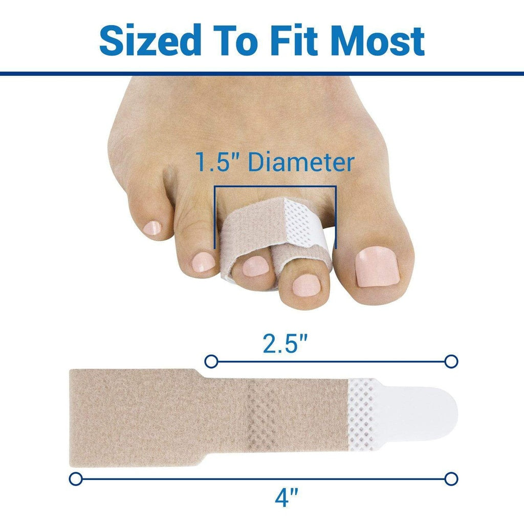 Bunion corrector with measurements on a white background