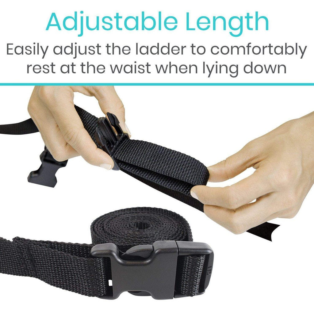 Black belt with adjustable length feature being shown on a white background