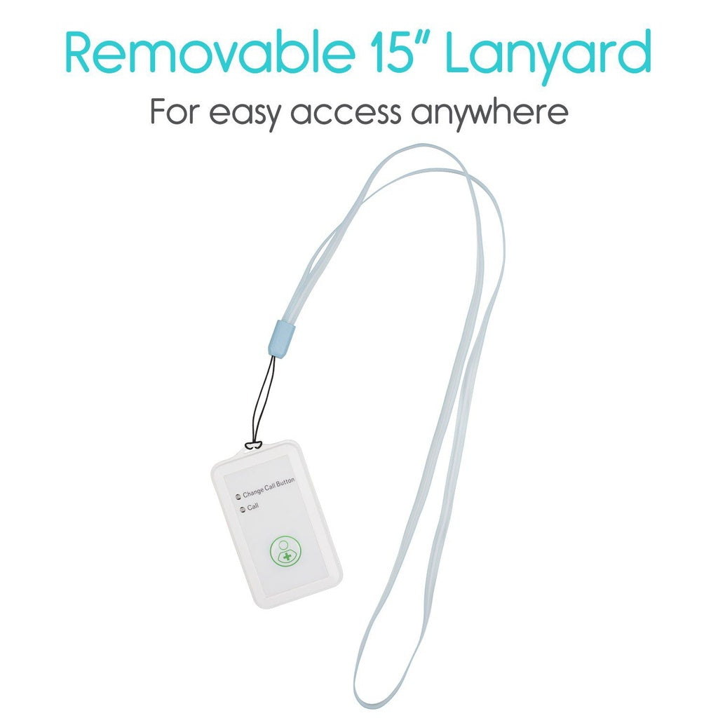 Removable 15” lanyard with a white card holder on a white background