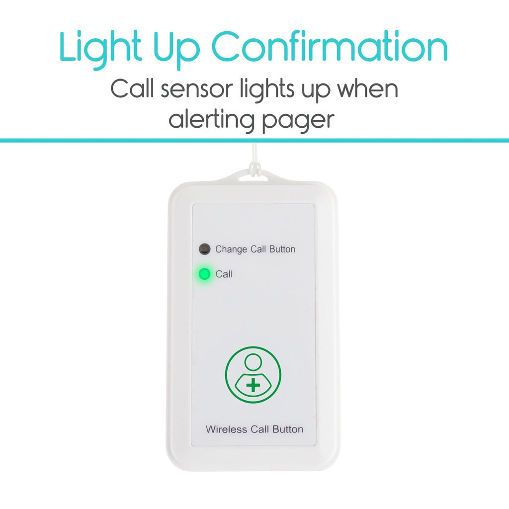 White call sensor with green indicator light on a white background