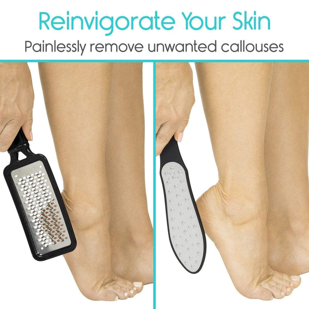 Foot care product with text 'Reinvigorate Your Skin' and 'Painlessly remove unwanted callouses'.