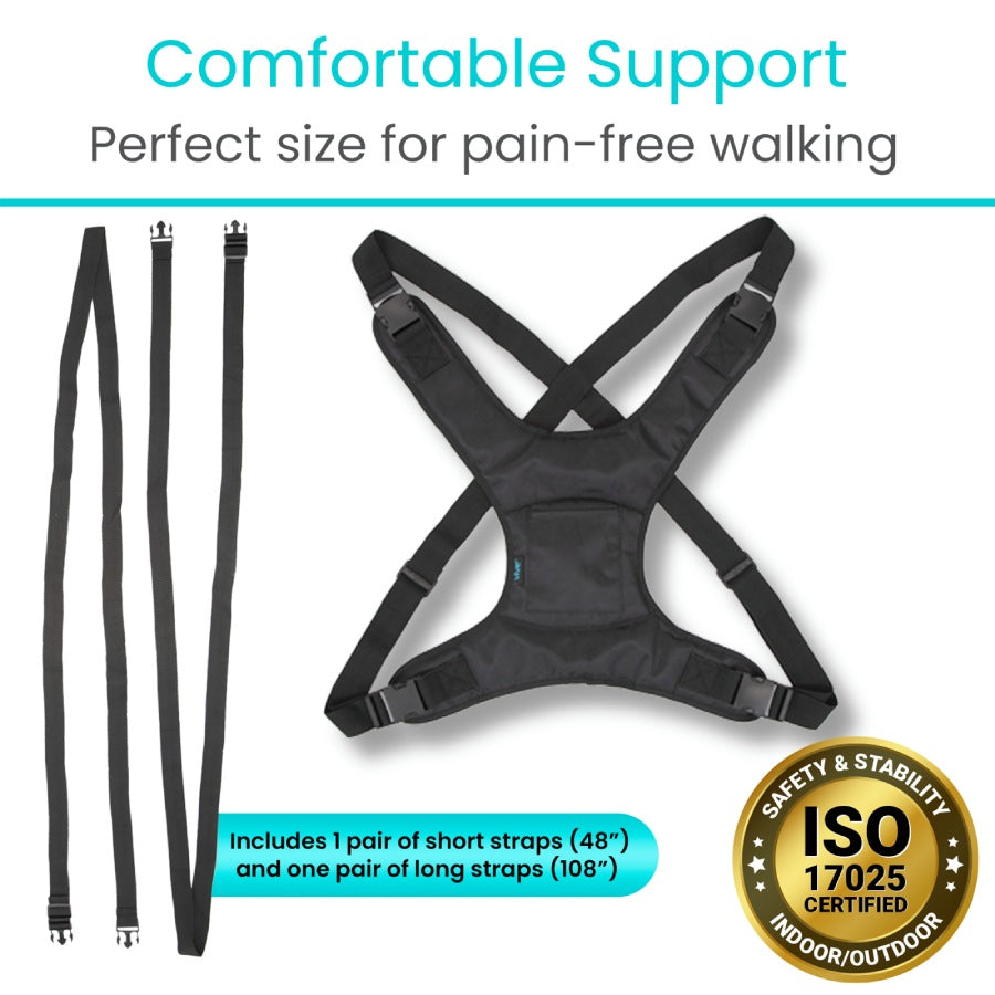 Black posture corrector with straps and certification badge on a white background