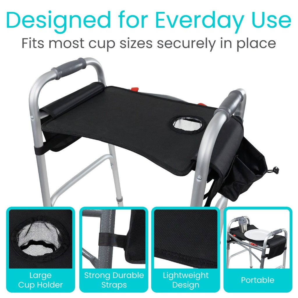 Portable drink holder with cup holder and straps, designed for everyday use.