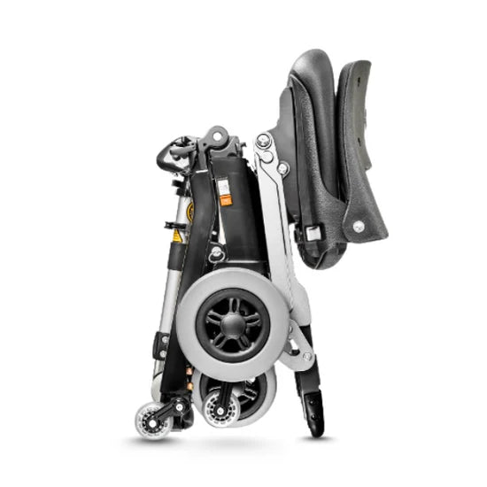 Folded scooter with a white background