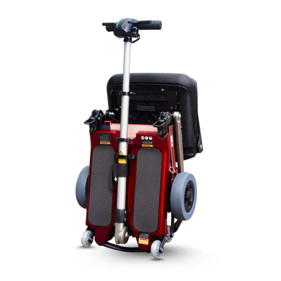 Red electric wheelchair on a white background