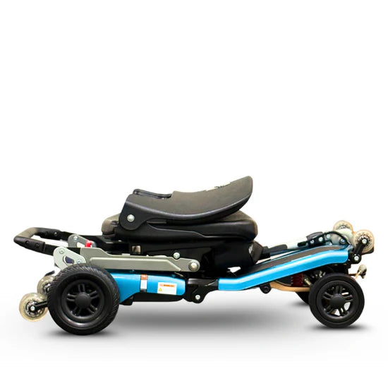 Side view of a small vehicle with a black seat on a white background