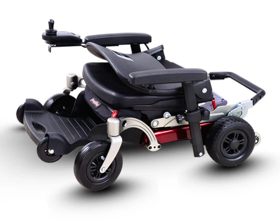 Black electric wheelchair on a white background