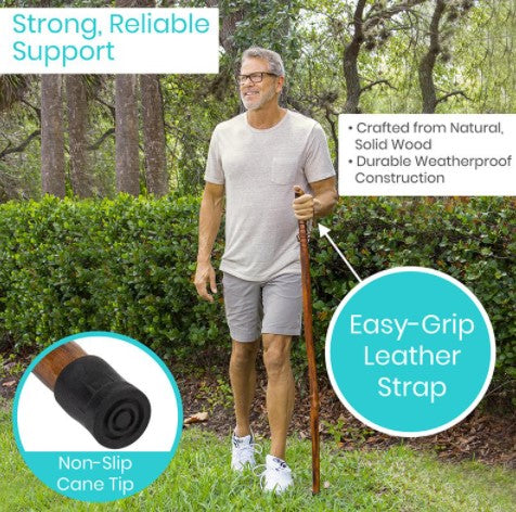 Vive Wooden Walking Stick (2 Pack)