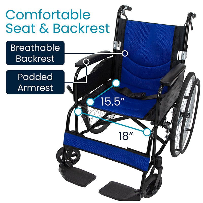 Wheelchair with highlighted features on a white background