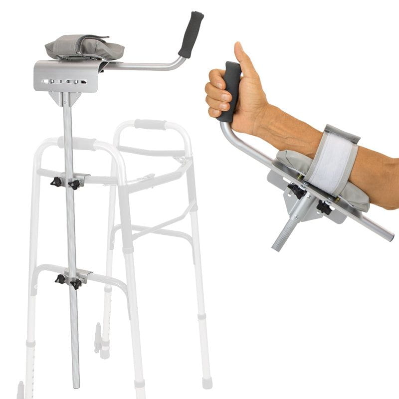 Handheld device with a stand and a hand using it on a white background